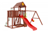 Деревянная детская площадка для дачи "Панда Фани с балконом и сеткой"
